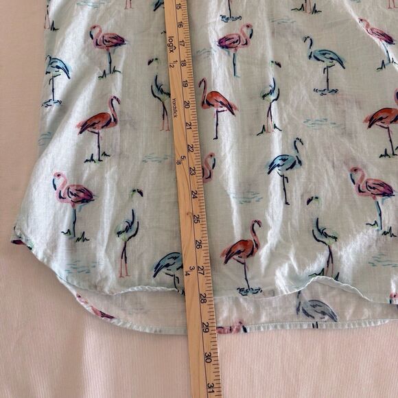 CHUBBIES SHIRT MENS LRG COTTON SS LT BLUE BUTTON CASUAL FLAMINGO TROPICAL HAWAII - Picture 8 of 13